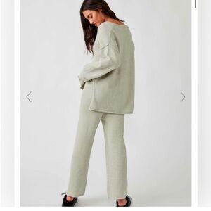 Free People Hailee Sweater Set Matching Pants and Top Green
